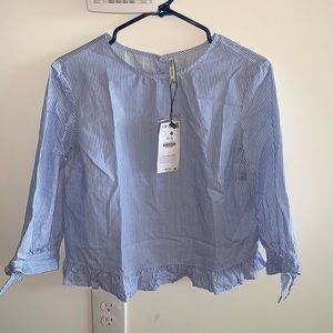 New! Berdhka Blouse crop with 3/4 sleeves andbow